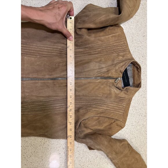 Elie Tahari Lamb Suede Brown Jacket Size Small - Picture 3 of 8